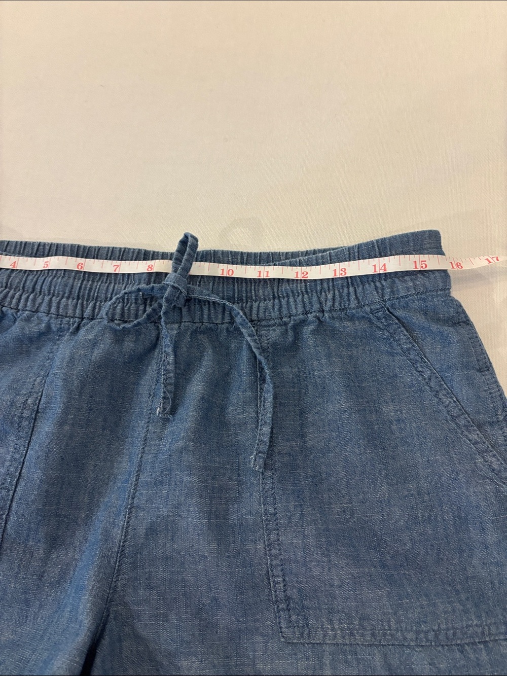 J. Crew Women’s High-Waist Drawstring 3”Cotton Shorts - Denim Blue. Small - Picture 7 of 7